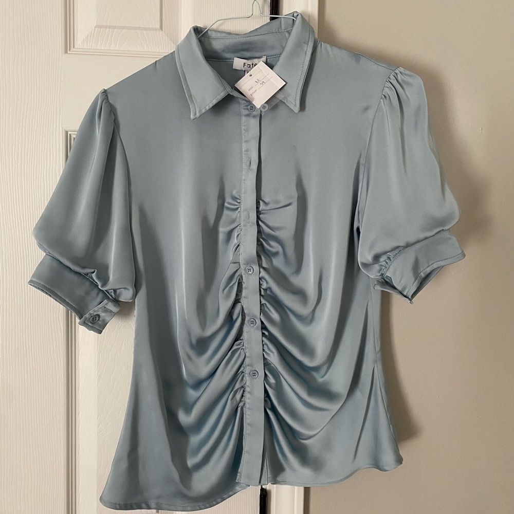 Blue silk top
